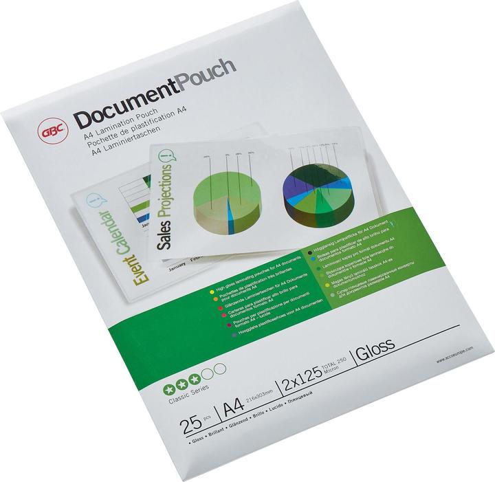 Produktbild GBC DOCUMENT POUCH - Heisslaminier-Folientaschen (A4, 25 Stück, 250 µm)