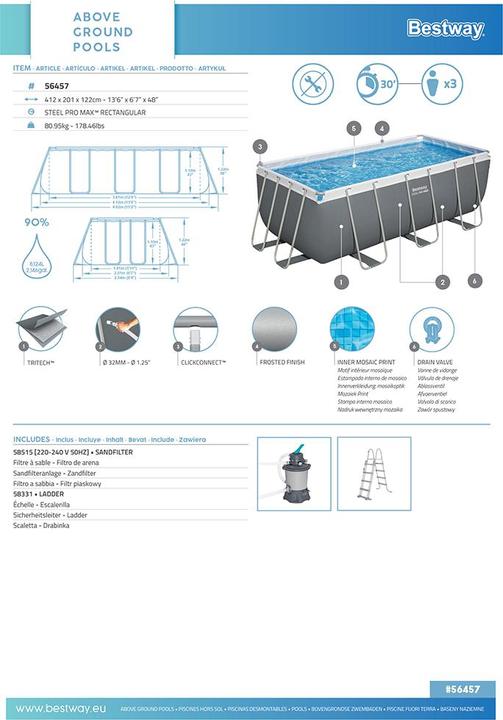 Image du produit Bestway Power Steel Frame Pool-Set 412 x 201 x 122 cm (412 x 201 x 122 cm)
