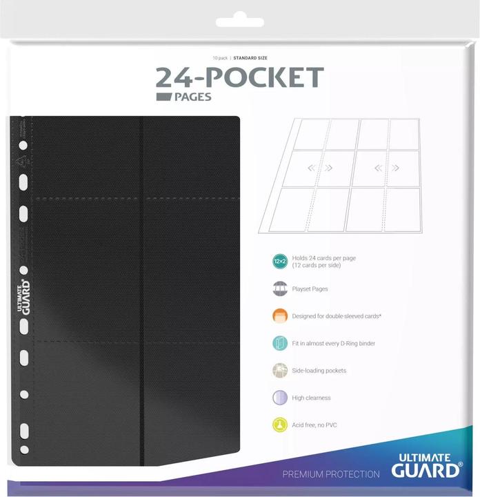 Image du produit Ultimate Guard Pochettes pour classeurs 24-Pocket QuadRow Pages Noir 10 pcs.