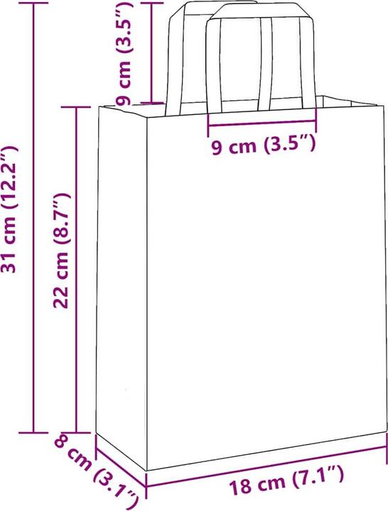 Produktbild VidaXL Kraftpapiertüten 250 Stk. mit Henkel Grün 18x8x22 cm Papiertüte (Geschenktüte, 250 x)