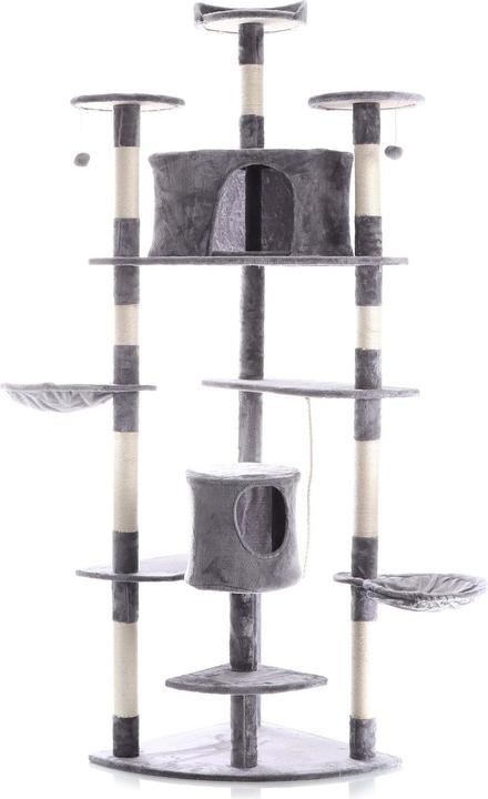 Produktbild Wiltec Eck-Kratzbaum Grau 210cm Katzenkratzbaum Katzenbaum Kletterbaum Katze (210 cm, Grau)