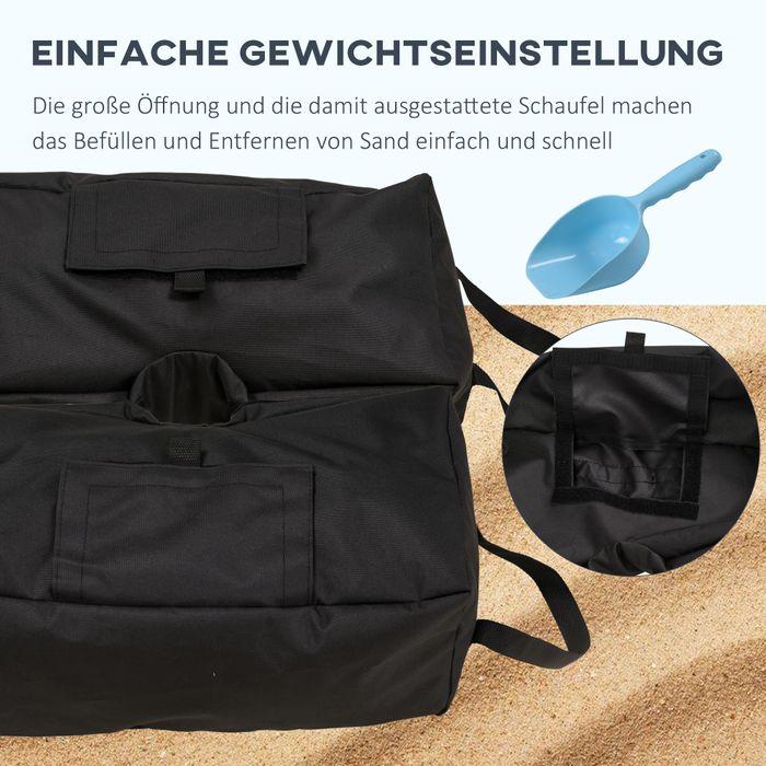 Produktbild Swisshandel24 Sonnenschirmständer Sandsack 2 x Beutel befüllbar 50 kg mit Schaufel Polyester + Kunststoff Schwarz