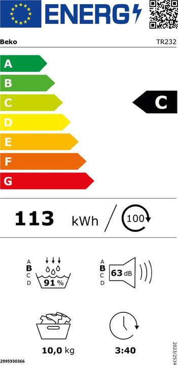 Etichetta energetica Beko Wäschetrockner TR232 (10 kg, A destra)
