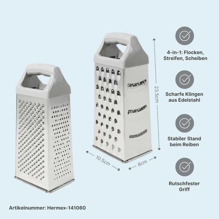 Produktbild B-Home 4er-Set Edelstahl-Küchenreiben L & XL Gemüsereiben Handreiben