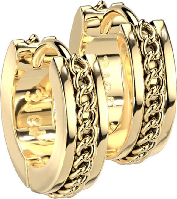 Produktbild Star Piercing Ohrring zum Klappen vergoldet mittig mit Kette (ohne Messing, Chirurgenstahl 316L)