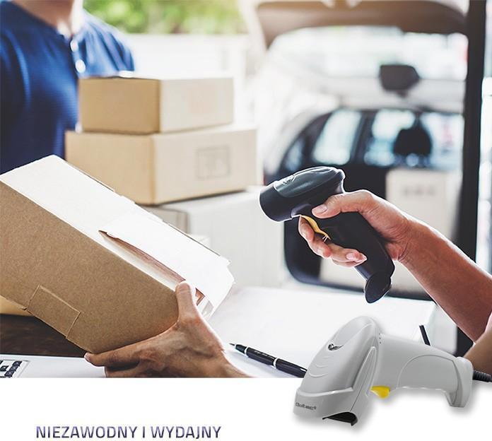 Actual product image Qoltec 1D Laser Barcode Scanner | USB | White (1D barcodes)