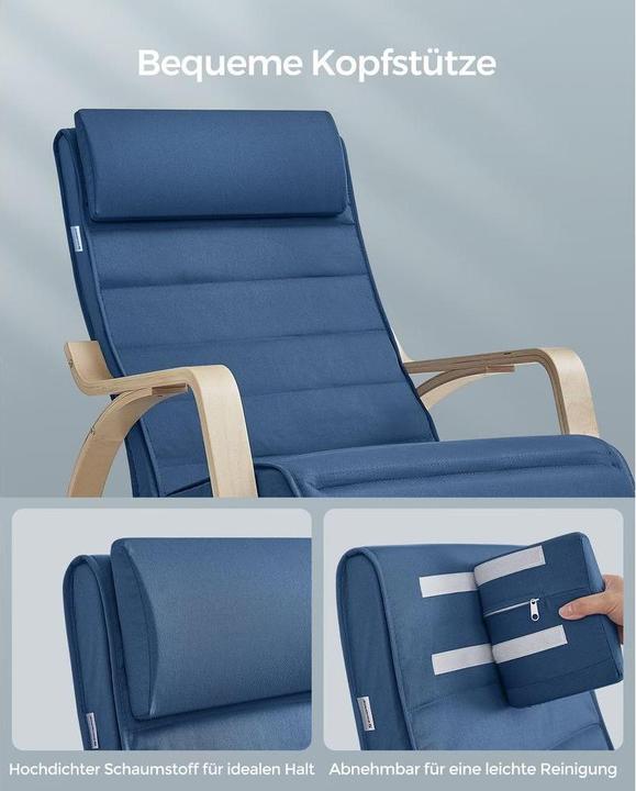 Productafbeelding Songmics Schommelstoel blauw bruine stof