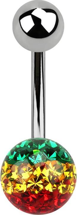 Immagine prodotto Star Piercing Banana argento con palla e sfera di cristallo Rasta strato protettivo epossidico (senza ottone, Titanio G23)