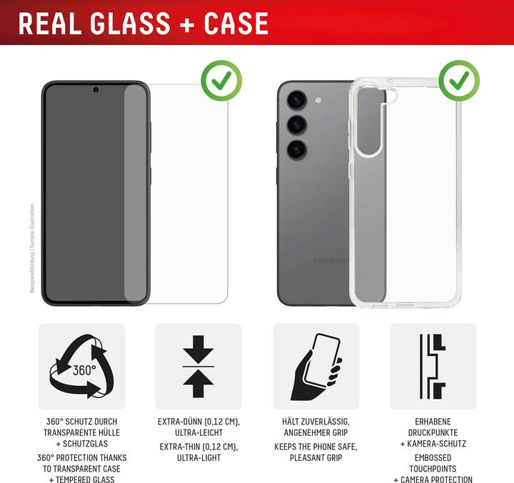 Produktbild Displex Real Glass, 2D Panzerglas + Handyhülle (1 Stück, Samsung Galaxy S24+, Samsung Galaxy S25+)