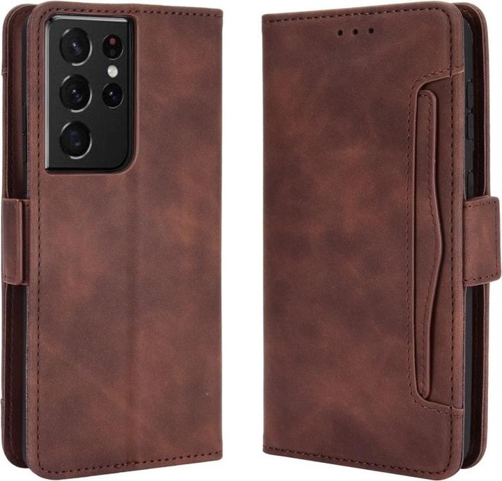 Actual product image Cover-Discount Galaxy S21 Ultra - case with many card slots brown (Samsung Galaxy S21 Ultra)