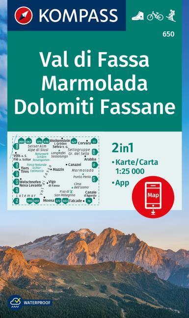 Immagine prodotto Carta escursionistica 650 Val di Fassa, Marmolada, Dolomiti Fassane 1:25.000