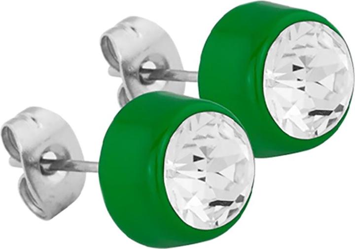Image du produit Star Piercing Boucles d'oreilles vert avec cristal Swarovski argenté (Acier chirurgical 316L, sans laiton)