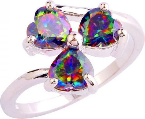 Produktbild Hermex versilberter Ring mit Regenbogen Topas - Gr. 57 / Size 8 (57, 375/9 K Gold)