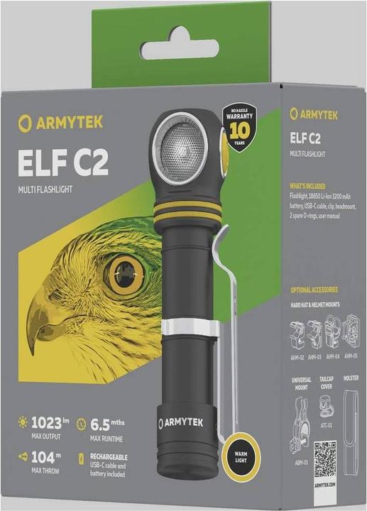 Produktbild ArmyTek Elf C2 USB-C Warm 4in1 Taschenlampe (11.10 cm, 1023 lm)
