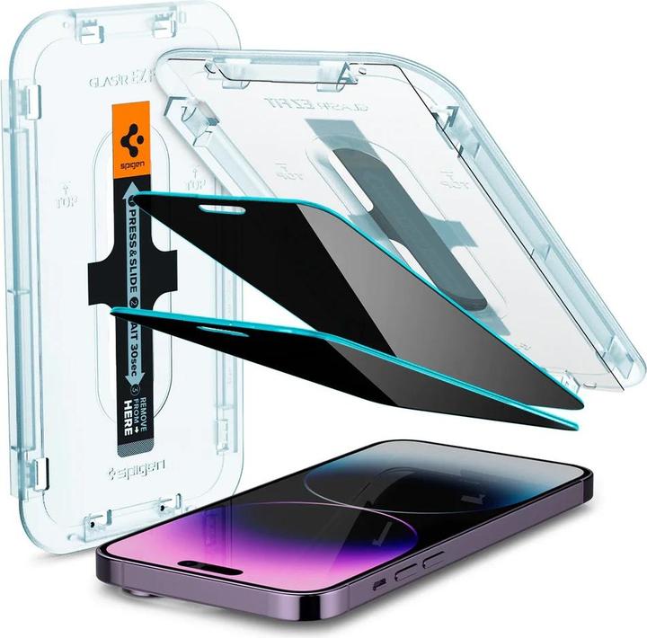 Actual product image Spigen EZ FIT GLAS.tR (1 Piece, Apple iPhone 14 Pro Max)