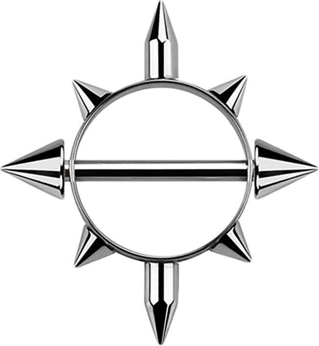 Produktbild Star Piercing Runder Schild silber mit Cones (Chirurgenstahl 316L)