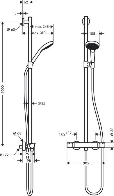 Actual product image hansgrohe HG Semipipe CROMA SELECT S MULTI DN 15 white/chrome