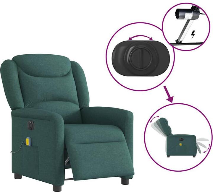 Actual product image VidaXL Massage chair electric dark green fabric
