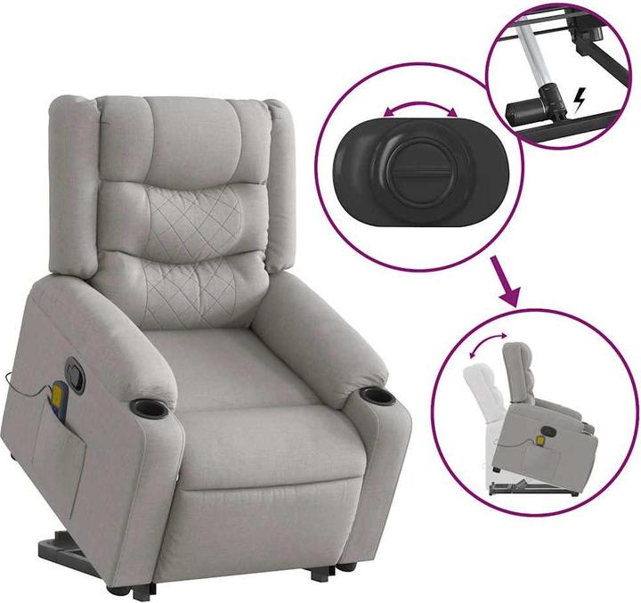 Produktbild VidaXL Massagesessel mit Aufstehhilfe Wolkengrau Stoff