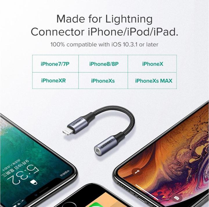 Actual product image Ugreen Lightning to 3.5mm Jack Adapter (Lightning, 3.5mm socket)