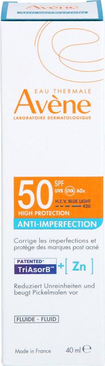 Energie-Label Avène Anti-Imperfection Fluid LSF 50, 40 ml Lösung (Sonnencreme, SPF 50, 40 ml)