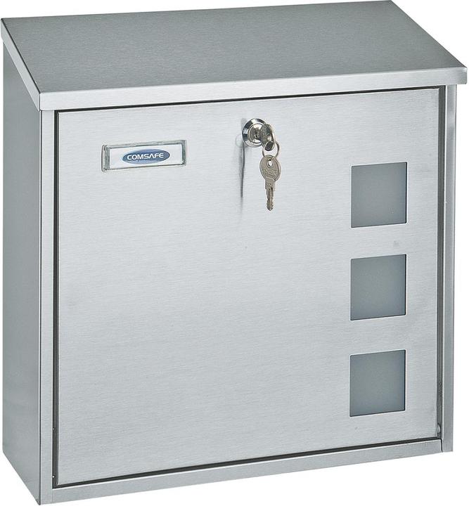 Produktbild Rottner Briefkasten Muro INOX Edelstahl Zylinderschloss 2 Schlüssel Namensschildhalter Sichtfenster