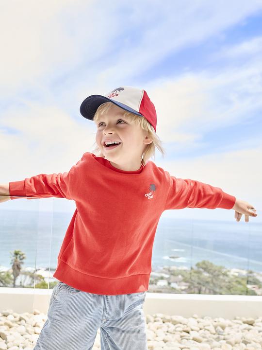 Produktbild Vertbaudet Jungen Sweatshirt mit Urlaubsmotiv hinten, Recycling-Polyester (158)