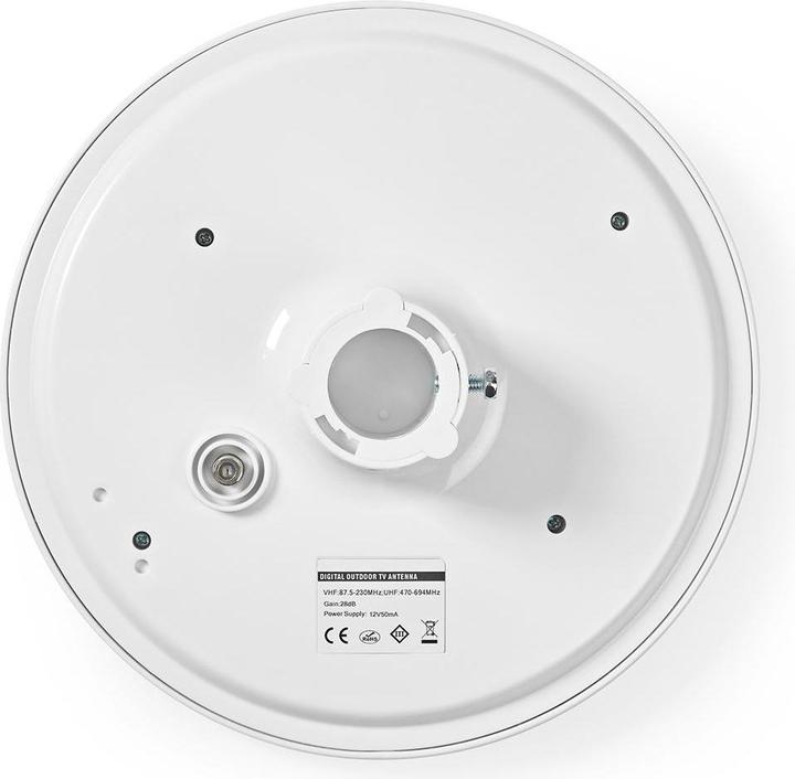 Actual product image Nedis Active HDTV antenna Active Connection type: F connector FM/UHF/VHF Reception range: 0-50 km LTE700 (46 dB, UKW / MW / LW, LTE, DVB-T / -T2)
