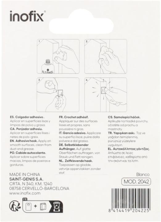 Image du produit Inofix Crochets adhésifs pour tringles à rideaux, blanc, 4 pièces