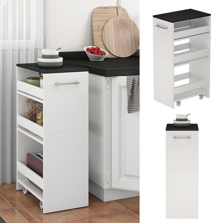 Produktbild Vicco Rollregal Rivo, Weiss/Anthrazit, 30 x 84.8 cm