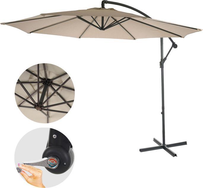 Image du produit Swisshandel24 Parapluie, parasol protection solaire, Ø 3m inclinable, polyester/acier 11kg - sable-beige sans (3.60 m)