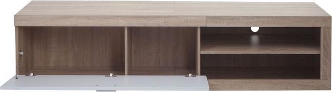 Actual product image Mendler TV rack HWC-L33, wood 43x180x41cm storage compartment, oak look, white (43 x 180 x 41 cm)