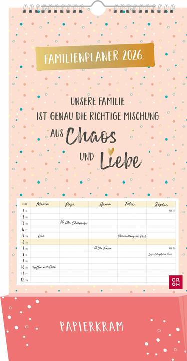 Actual product image Familienplaner 2026: Unsere Familie ist genau die richtige Mischung aus Chaos und Liebe (German)