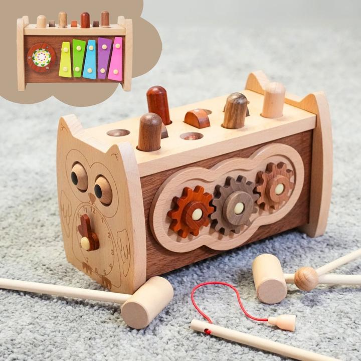 Immagine prodotto Hermex Giocattolo di attività in legno 6in1 per bambini Giocattolo educativo Giocattolo di abilità motoria
