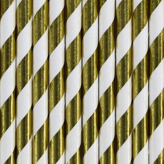 Actual product image Partydeco Striped Straws Gold (10 x)