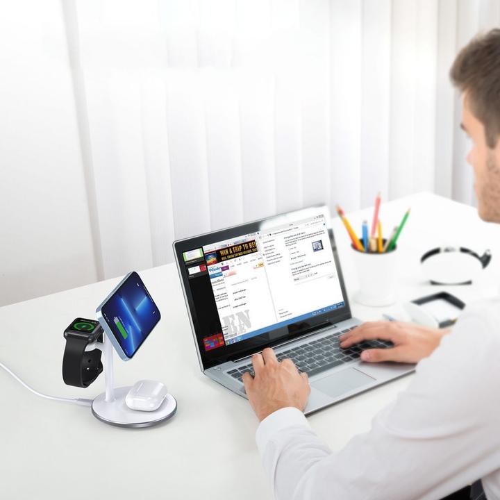 Actual product image Choetech Wireless charger with stand 3in1 (black) (15 W)