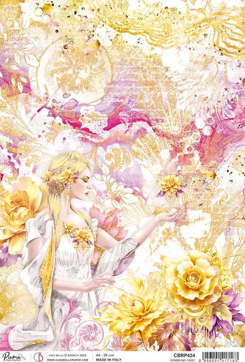 Actual product image Ciao Bella Ethereal - Sparkling Fairy" motif straw floss, DIN A4 (28 g/m², 1 x)