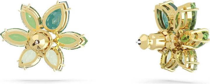 Swarovski Gema Ohrstecker Verschiedene Schliffe Blume Grün Gold (Swarovski Metall)