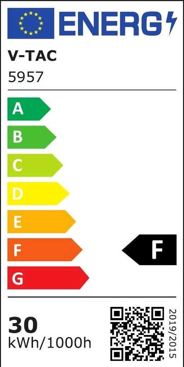 Label énergétique V-TAC VT4031 Projecteur à LED 30W SMD série ES blanc Boîtier blanc (2550 lm, IP65)