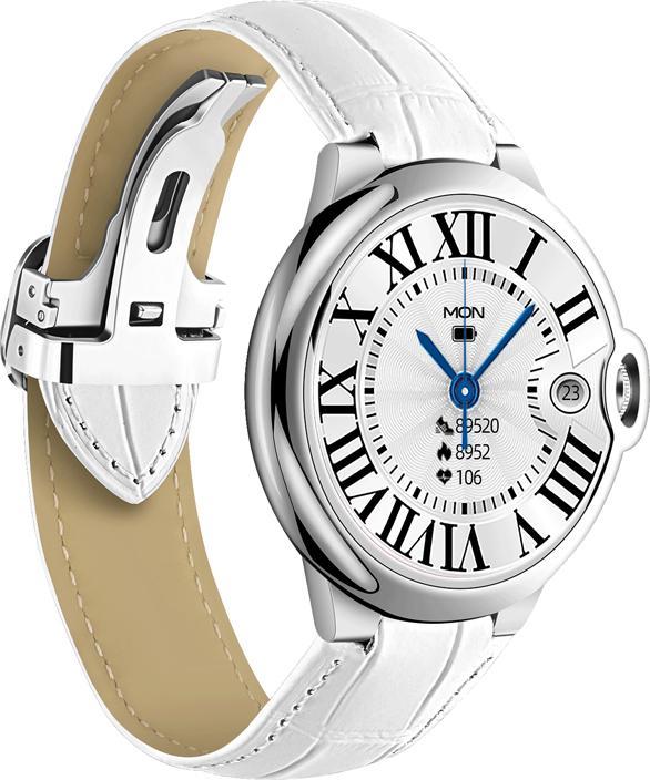 Produktbild EKO Connected Watch 5.0 mit Mikrofon und Lederarmband mit Faltschliesse