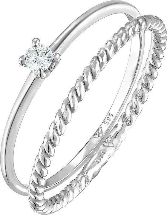 Produktbild Elli DIAMONDS Ring Diamant (0.06 ct) Solitär Bandring 585 Weissgold (58, 950 Palladium)