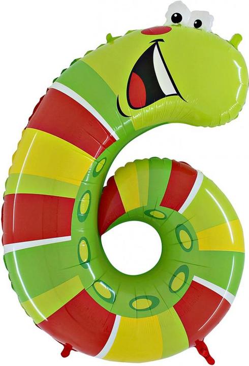 Grabo Silver foil balloon caterpillar, number 6 (1 x)
