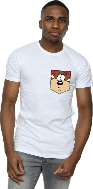 Immagine prodotto Looney Tunes Tasmanian Devil Face Faux Pocket Maglietta Uomo (XL)