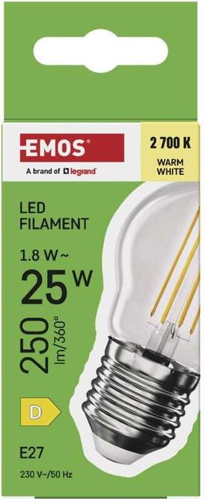 Image du produit Emos Ampoule LED filament Mini Globe / E27 / 1,8 W (25 W) / 250 lm / Blanc chaud (E27, 1.80 W, 250 lm, 1 x, D)