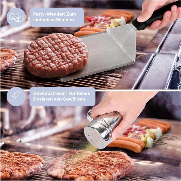 Actual product image Hermex 5-tlg. Burger-Set Burgerpresse Schmelzglocke Patty-Wender Ei-Ring Streuer
