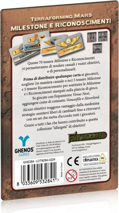 Nutritional values and ingredients Ghenos Games Terraforming Mars - Milestones And Awards - Day One 29/10