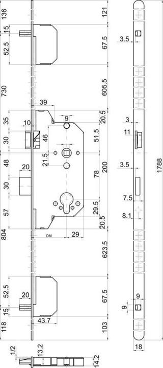 Actual product image MSL Panic safety multipoint interlocks AutoTribloc 1850 PE-SV (Mortise lock)
