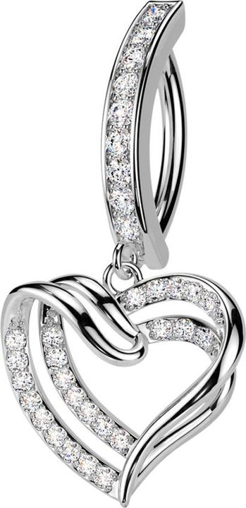 Produktbild Star Piercing Banane klappbar silber Schild Kristall silber Anhänger Herz (Messing, Chirurgenstahl 316L)