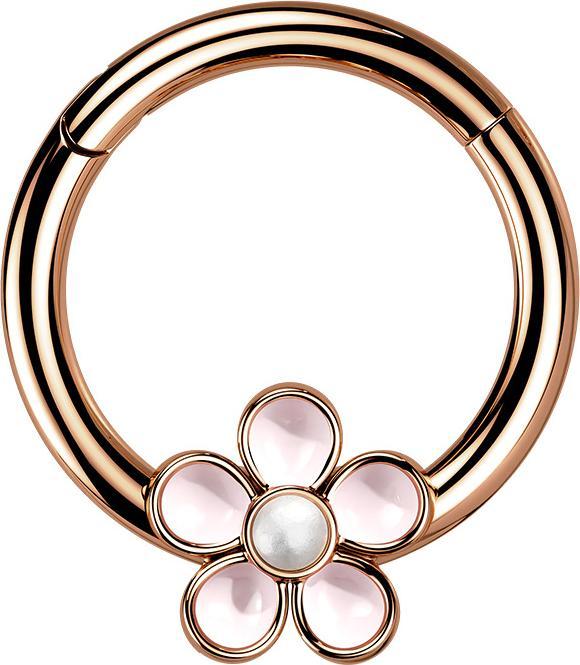 Immagine prodotto Star Piercing Anello a micro segmenti con cerniera a fiore in smalto oro rosa (Acciaio chirurgico 316L, senza ottone)