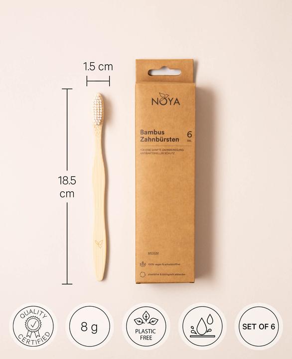Actual product image Noya Bamboo Toothbrushes Set of 6 (6 x)